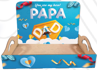 BANDEJA AZA MDF 30X20X6 CM / + BACKING RECTANGULAR - YOU ARE MY HEROE PAPA