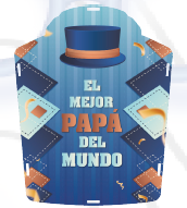 CAJA CAMISETA MDF 15X22X4.5CM - IMPRESA / SOMBRERO AZUL