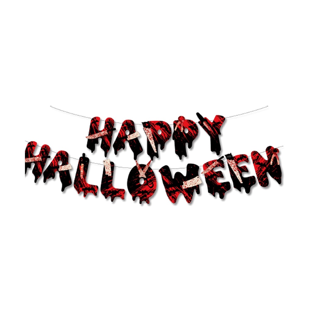 GUIRNALDA JUMBO CARTULINA - HAPPY HALLOWEEN - NEGRO/ ROJO