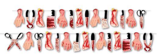 GUIRNALDA JUMBO CARTULINA - HAPPY HALLOWEEN - MANOS - PIES Y CUCHILLOS