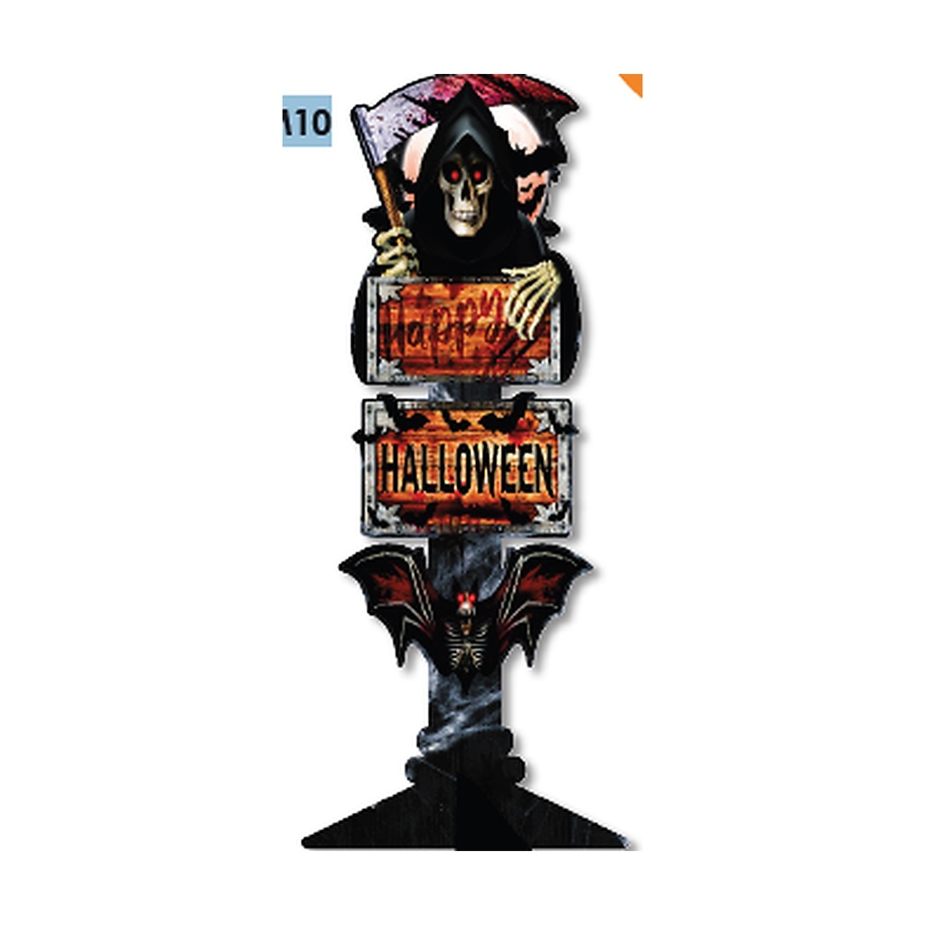 SEÑALETICA MDF 60 CM - SANTA MUERTE / HAPPY HALLOWEEN