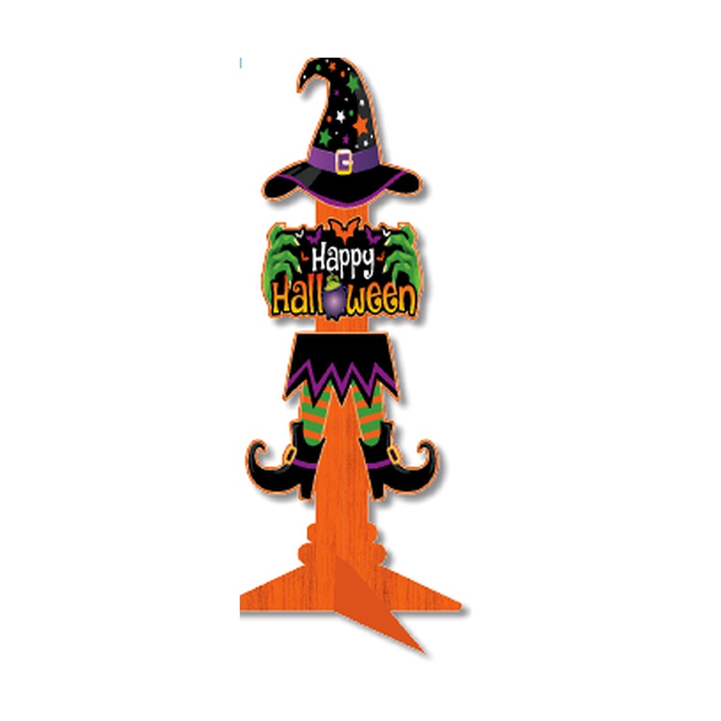 SEÑALETICA MDF 60 CM - GORRO DE BRUJA / HAPPY HALLOWEEN