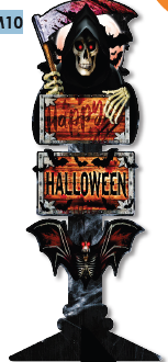 SEÑALETICA MDF 90 CM - SANTA MUERTE / HAPPY HALLOWEEN