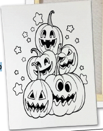 KIT PINTURA EN LIENZO 20X30 CM - CALABAZA CON ESTRELLAS