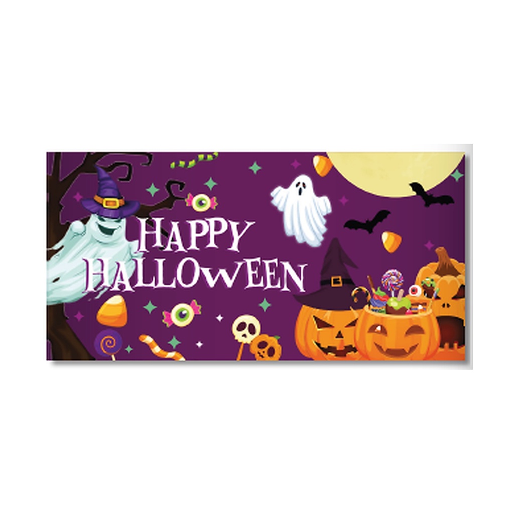 LONA DECORATIVA 100X50 CM - MOD3/ HAPPY HALLOWEEN - FANTASMAS