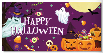 LONA DECORATIVA 100X50 CM - MOD3/ HAPPY HALLOWEEN - FANTASMAS
