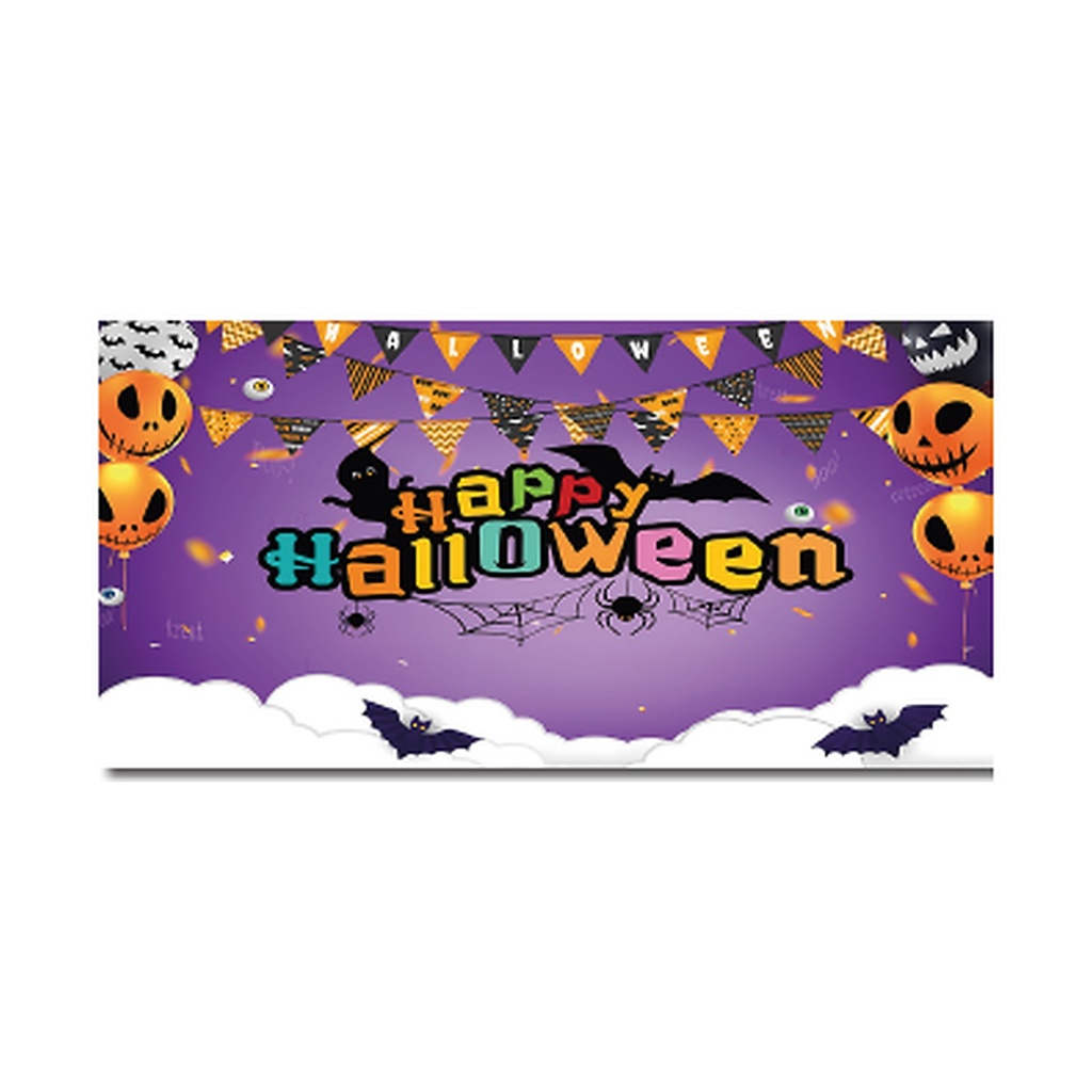 LONA DECORATIVA 100X50 CM - MOD4 / HAPPY HALLOWEEN - FONDO LILA