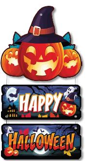 COLGANTES 23x42 CM MDF - CALABAZAS / HAPPY HALLOWEEN