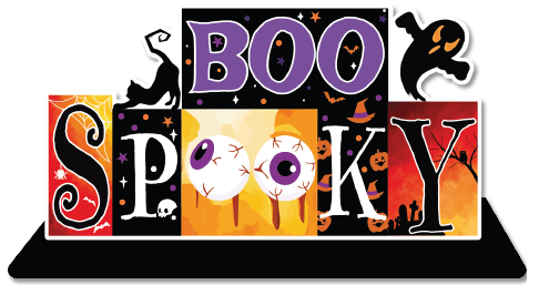 CENTRO DE MESA 37X20 CM MDF - BOO SPOOKY (2025)