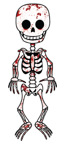 ESQUELETO CON SANGRE 120 CM MDF - IMPRESO 