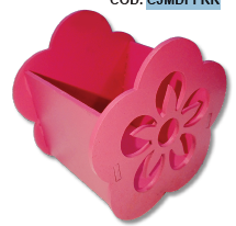 CAJA FLOR MDF 10X10 CM - PINT. ROSADO