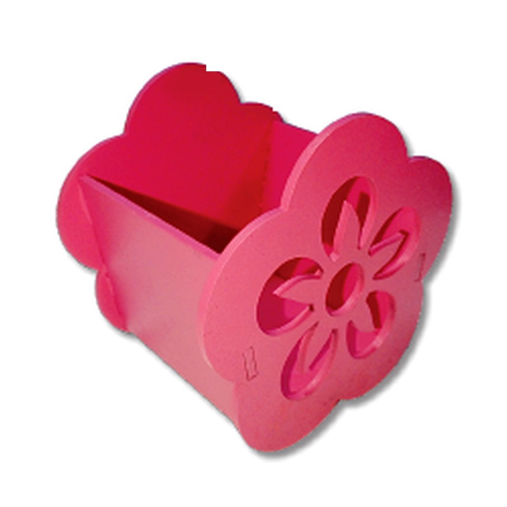 CAJA FLOR MDF 10X10 CM - PINT. ROSADO