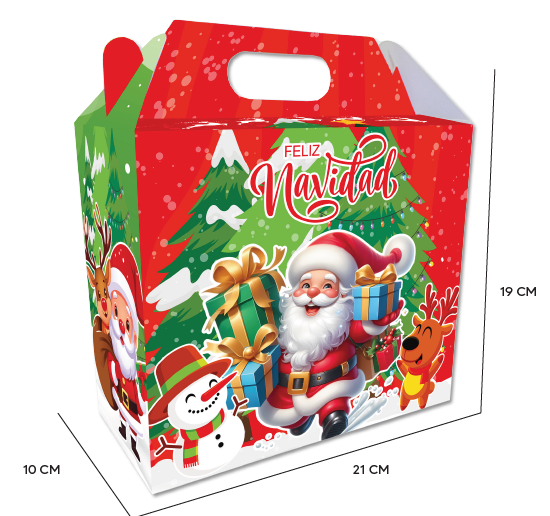 CAJA JUMBO CARTULINA - FELIZ NAVIDAD / PAPANOEL Y REGALOS X1 UNDS