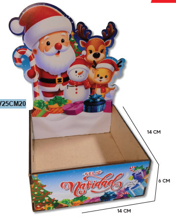 CAJA ESCENARIO MDF (3MM) - LAMINADO - MODELO NAVIDEÑO SURTIDO 2025