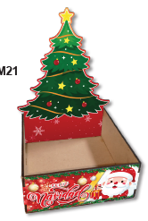 CAJA ESCENARIO MDF (3MM) - LAMINADO- ARBOL NAVIDEÑO/ FELIZ NAVIDAD