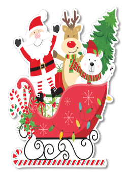 AFICHE 90 CM (3MM) MDF - TRINEO CON EL ELENCO NAVIDEÑO