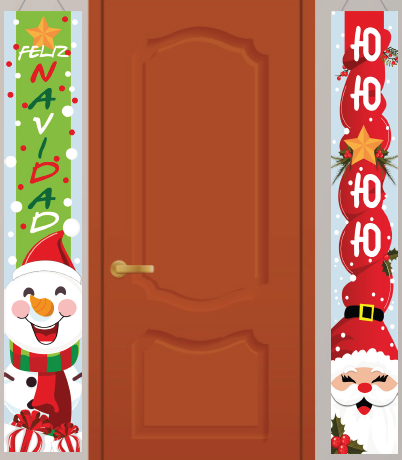 LONA DECORATIVA 150X26 CM - FELIZ NAVIDAD HO HO HO X2 PZAS
