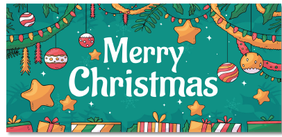 LONA DECORATIVA 50X100 CM - MERRY CHRISTMAS - GUIRNALDAS / ESTRELLAS Y REGALOS