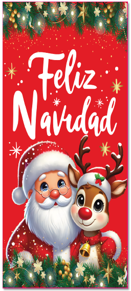 LONA DECORATIVA PARA PUERTA 75X200 CM - FELIZ NAVIDAD PAPANOEL CON RENO