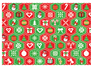 PAPEL DE REGALO NAVIDEÑO COUCHE 50X70 - VIÑETAS HEXAGONALES NAVIDEÑAS