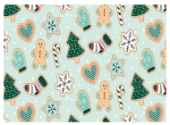 PAPEL DE REGALO NAVIDEÑO COUCHE 50X70 - CORAZON - JENGIBRE - ESTRELLAS