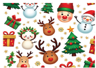 PAPEL DE REGALO NAVIDEÑO COUCHE 50X70 - FONDO BLANCO RENOS / REGALOS / MUÑECOS DE NIEVE