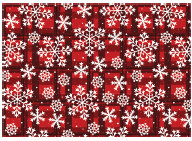 PAPEL DE REGALO NAVIDEÑO COUCHE 50X70 - COPITOS DE NIEVE - FONDO ROJO CON RAYAS