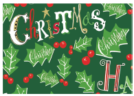 PAPEL DE REGALO NAVIDEÑO COUCHE 50X70 - CHRISTMAS / HOJITAS Y TOMATES CHERRY