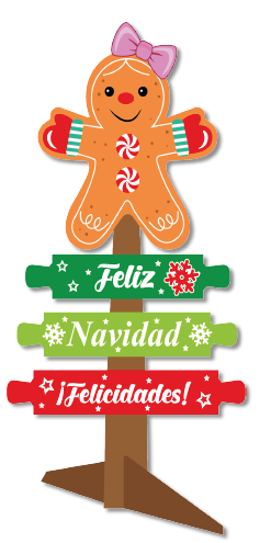 SEÑALETICA MDF 60 CM - GALLETA DE JENGIBRE FELIZ NAVIDAD