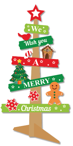 SEÑALETICA MDF 90 CM - WE WISH YOU A MERRY CHRISTMAS