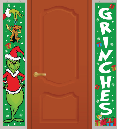 LONA DECORATIVA 150X26 CM - GRINCHES / GRINCH CON MANOS A LAS CADERA X2 PZAS