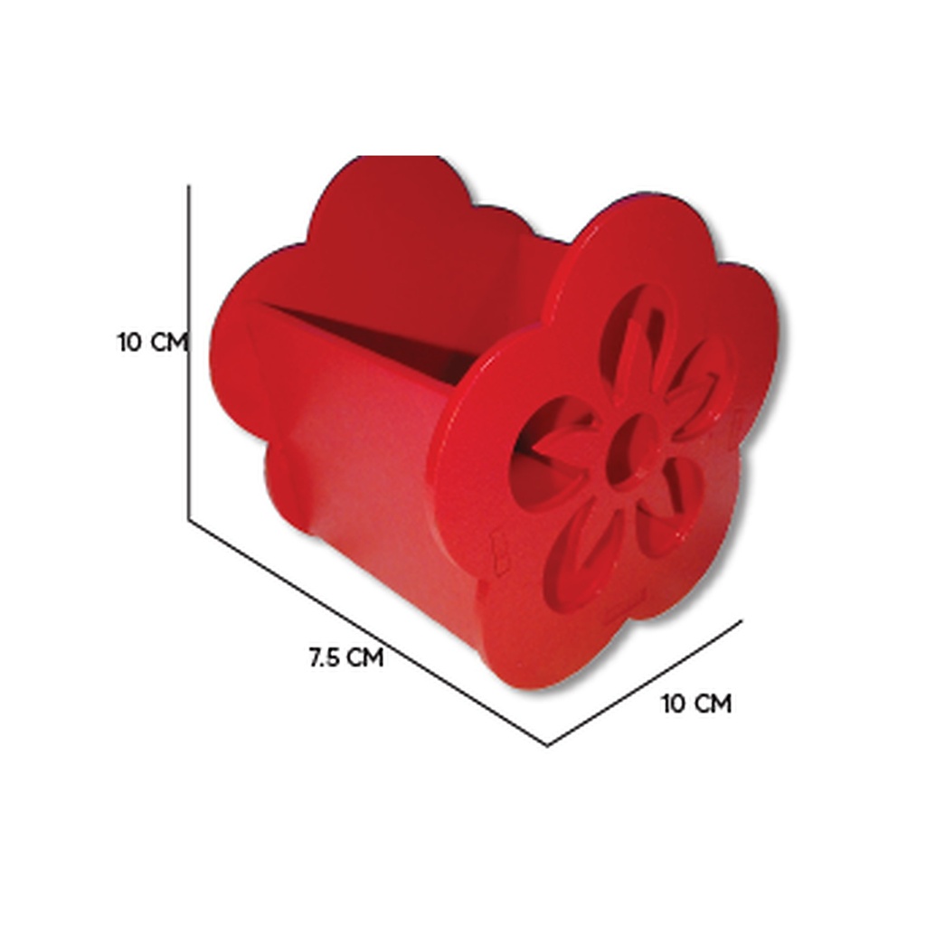 CAJA FLOR MDF 10X10 CM - PINT. ROJO