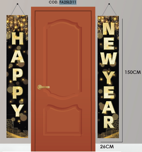 LONA DECORATIVA 150X26 CM - HAPPY NEW YEAR / FUEGOS ARTIFICIALES X2 PZAS