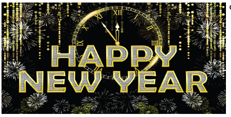 LONA DECORATIVA 50X100 CM - HAPPY NEW YEAR / RELOJ Y FUEGOS ARTIFICALES