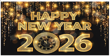 LONA DECORATIVA 50X100 CM - LUCES Y DESTELLOS / HAPPY NEW YEAR 2026