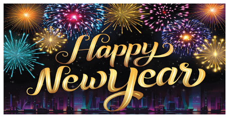 LONA DECORATIVA 50X100 CM - FUEGOS ARTIFICIALES NOCHE COLORIDA -HNY