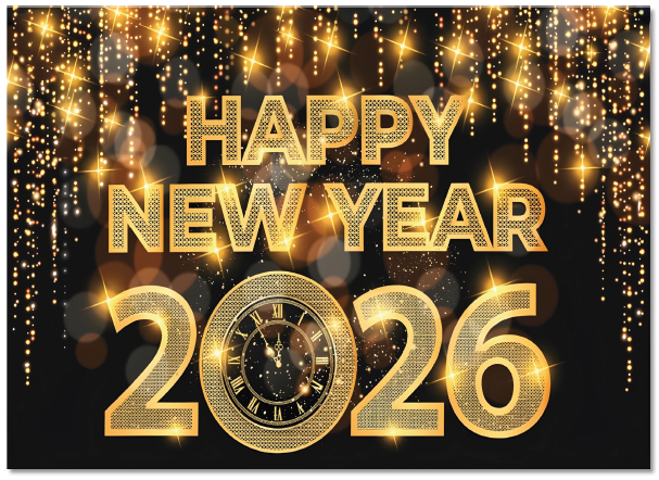 LONA GRANDE DE PARED 160X250 CM - LUCES Y DESTELLOS / HAPPY NEW YEAR 2026