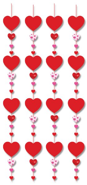 CORTINA CARTULINA - CORAZONES MULTICOLOR X4 TIRAS 2 METROS