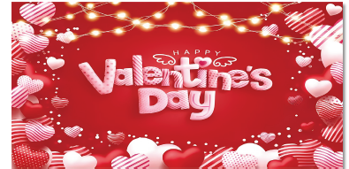 LONA DECORATIVA 100X50 CM - LUCES / CORAZONES VALENTINES DAY