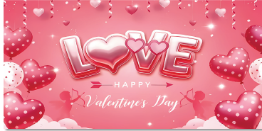 LONA DECORATIVA 100X50 CM - FONDO ROSA CUPIDO LOVE