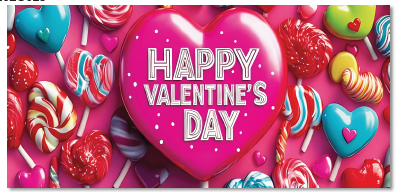 LONA DECORATIVA 100X50 CM - CANDY COLORES / HAPPY VALENTINES DAY