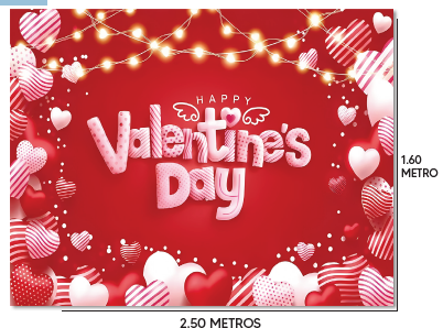 LONA DECORATIVA PARA PARED 250X160 CM - LUCES / CORAZONES VALENTINES DAY