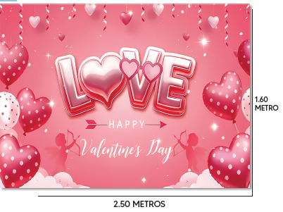 LONA DECORATIVA PARA PARED 250X160 CM - FONDO ROSA CUPIDO LOVE
