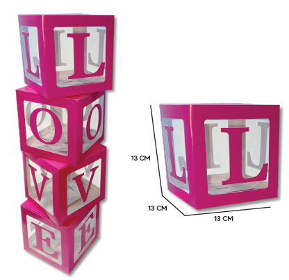 CUBOS DE CARTULINA Y ACETATO - LOVE X4 PZAS