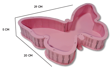 CAJA MARIPOSA MDF 20X29X5CM - PINT. ROJO