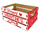 CAJA PARA DETALLE MDF - LAMINADO - INGLES / HAPPY VALENTINES DAY - BLANCO CON ROJO