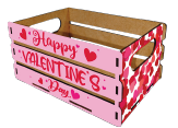 CAJA PARA DETALLE MDF - LAMINADO - INGLES / HAPPY VALENTINES DAY - ROSA CON CORAZONES