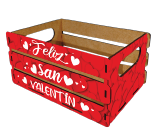 CAJA PARA DETALLE MDF - LAMINADO - ESPAÑOL / FELIZ SAN VALENTIN - ROJO
