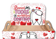 BANDEJA RECTANGULAR CON AZA 30X20X4 CM + BACKING GRACIAS POR TODAS LAS AVENTURAS