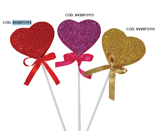 PINCHOS ESPUMAFLEX - CORAZON CON ESCARCHA DORADA + LAZO